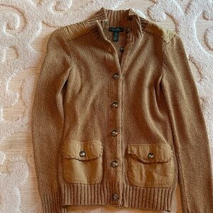 Ralph Lauren Jeans Brown Button-Up Cardigan with Pockets